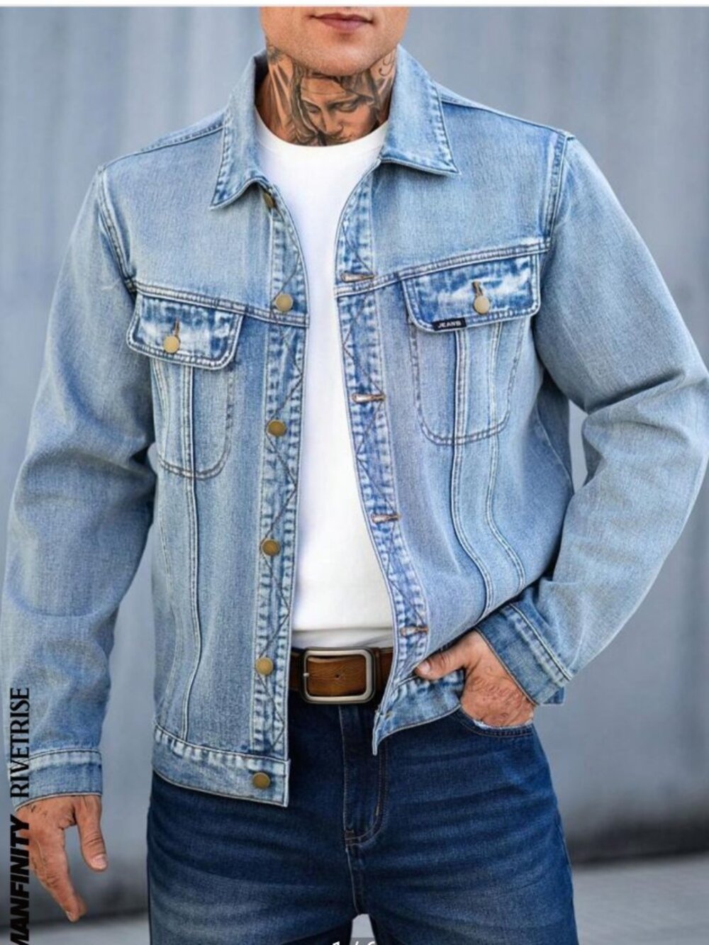 Men's Light Blue Men's Classic Versatile Slim Fit Denim Jacket Size M NWT